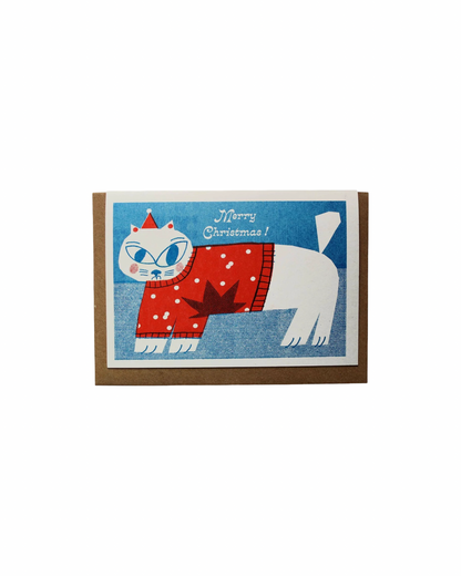 Christmas Cat Riso Card
