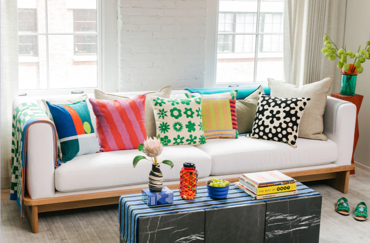 Stripe Embroidered Pillow