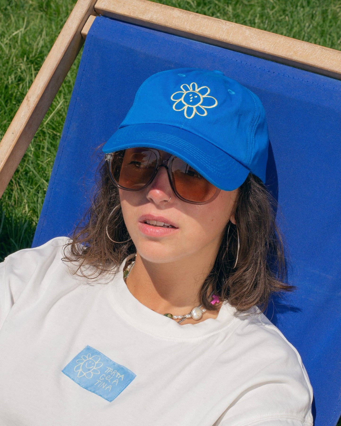 Silly Flower Cap: Cobalt Blue