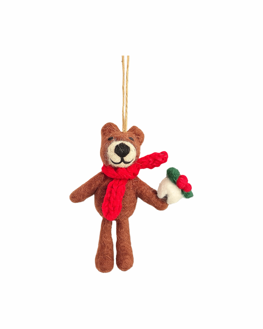 Christmas Pudding Bear Felt Decoration