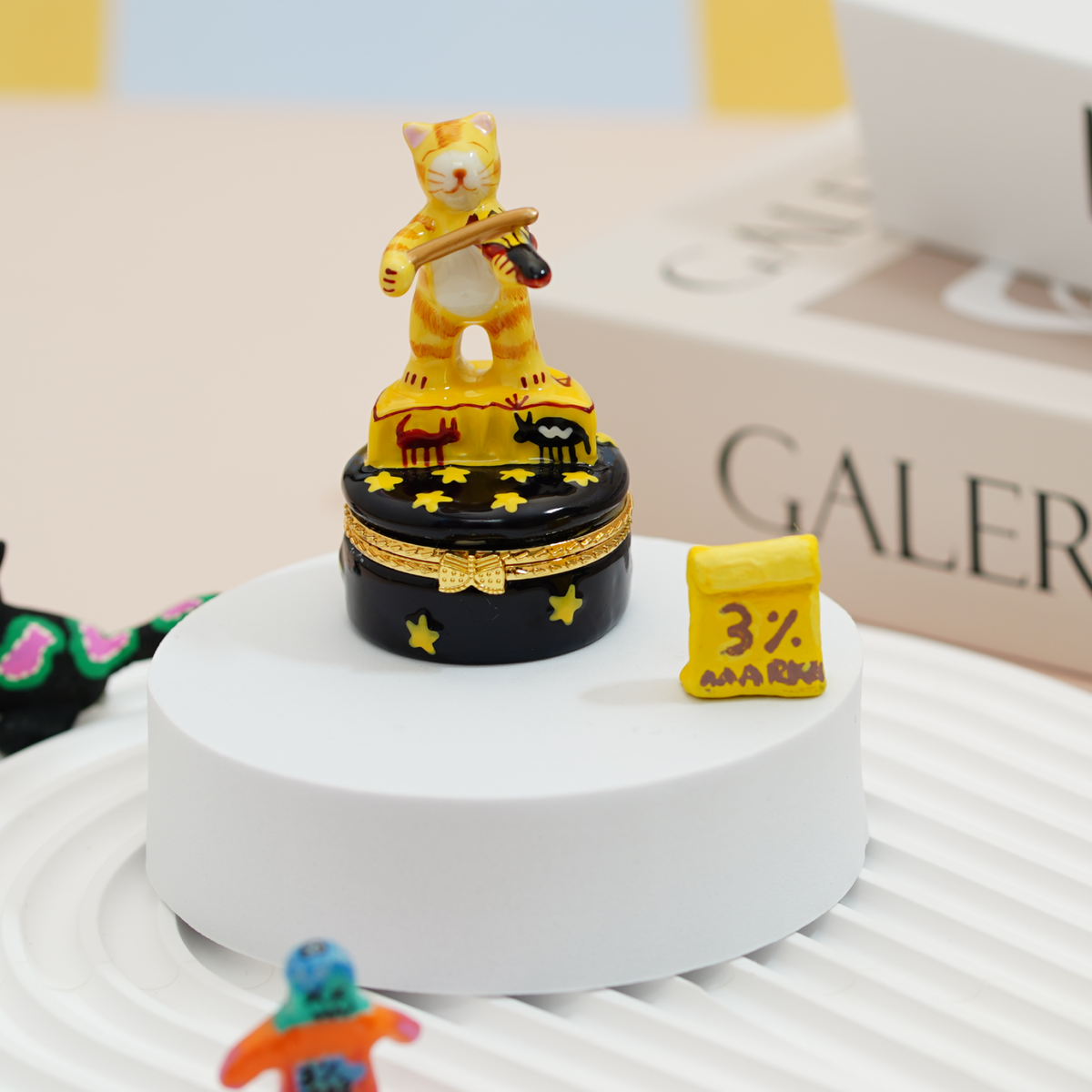 Cat Playing Fiddle Trinket Box