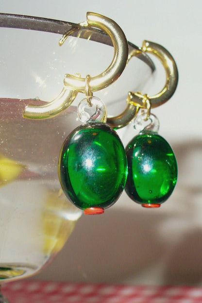 Olive Charm Hoop Earrings