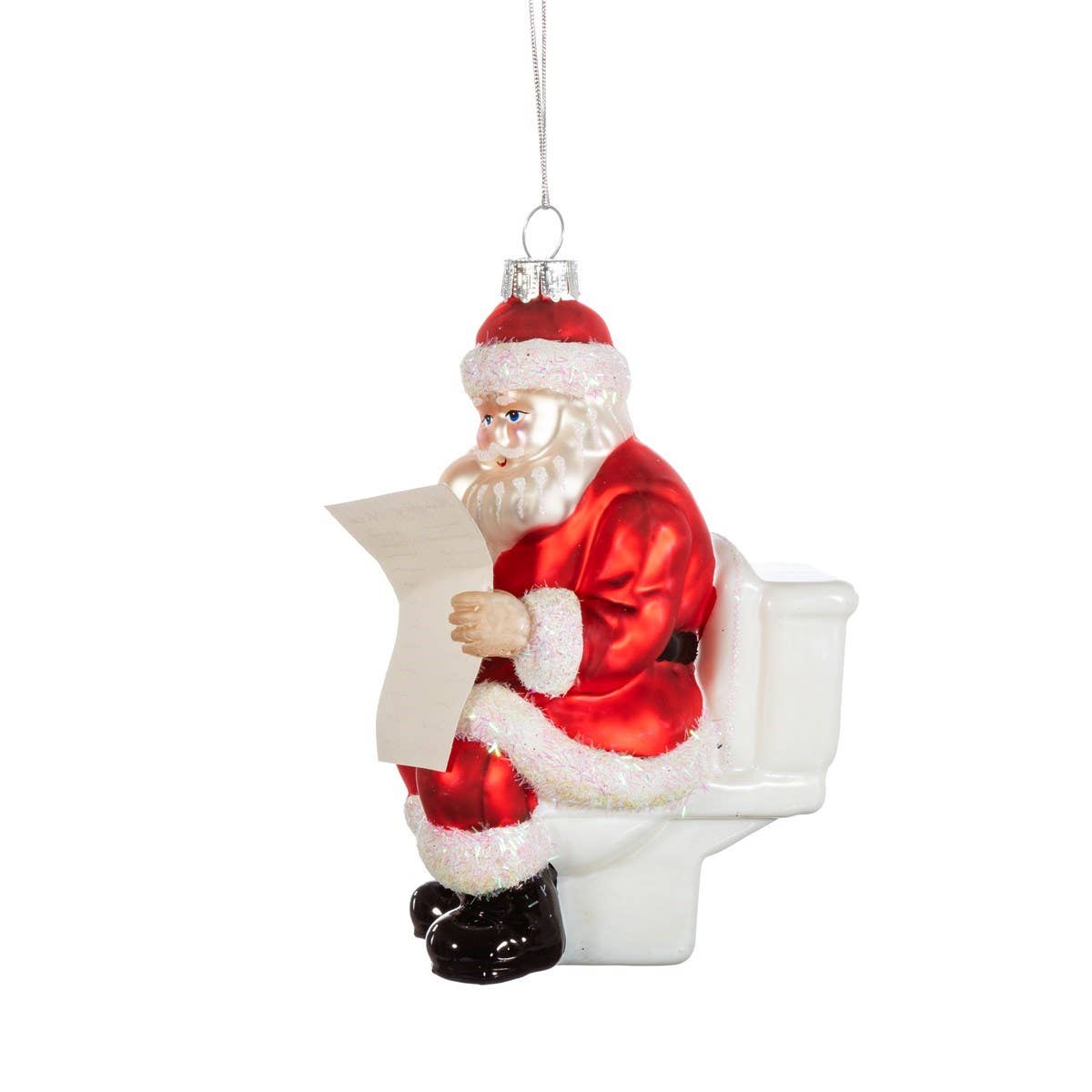 Santa on the Loo Shaped Bauble