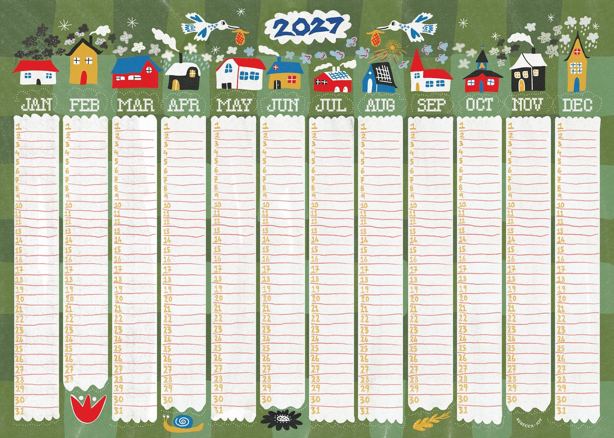 2027 Illustrated Folk Art Wall Planner