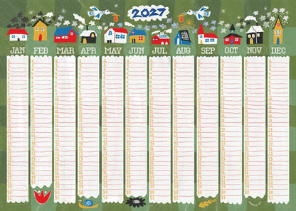 2027 Illustrated Folk Art Wall Planner