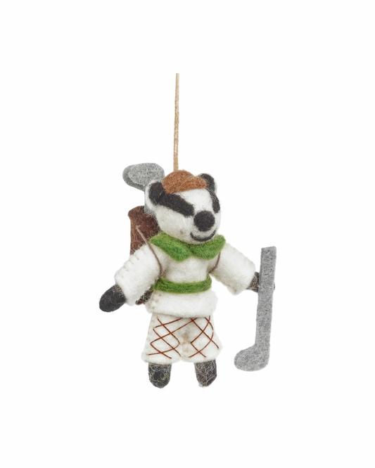 Golfing Badger Felt Decoration