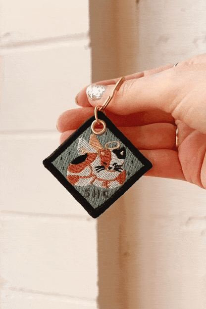 Duality Cat Embroidered Keychain