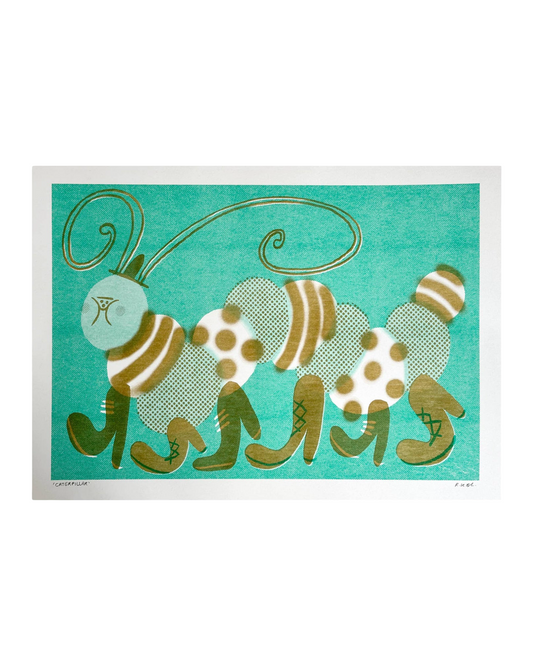 Caterpillar A3 Risograph Print