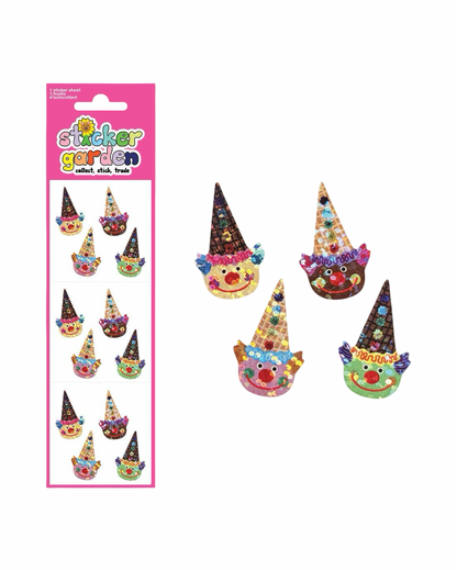 Sparkle Clown Ice Cream Cone Sticker Sheet