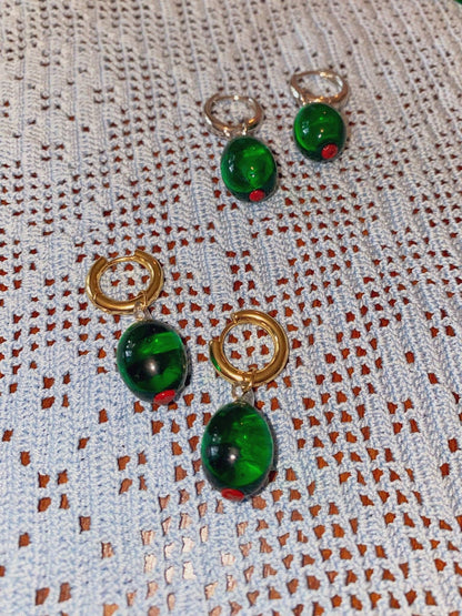 Olive Charm Hoop Earrings