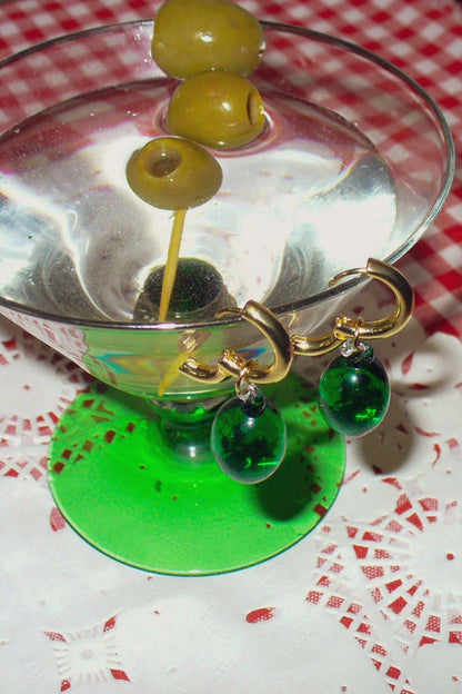 Olive Charm Hoop Earrings