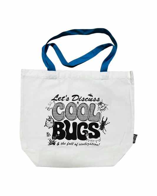Let's Discuss Cool Bugs Tote Bag: Blue Handle