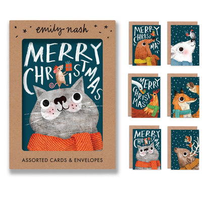 Christmas Animals - Box of 6 Assorted Cards