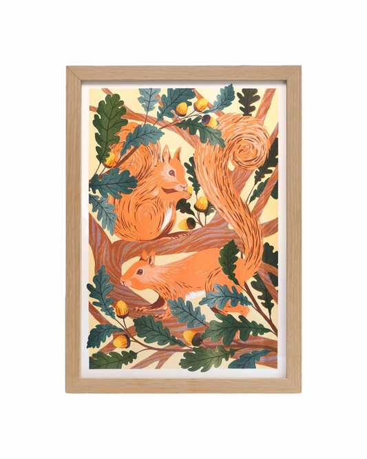Red Squirrels A3 Risograph Print