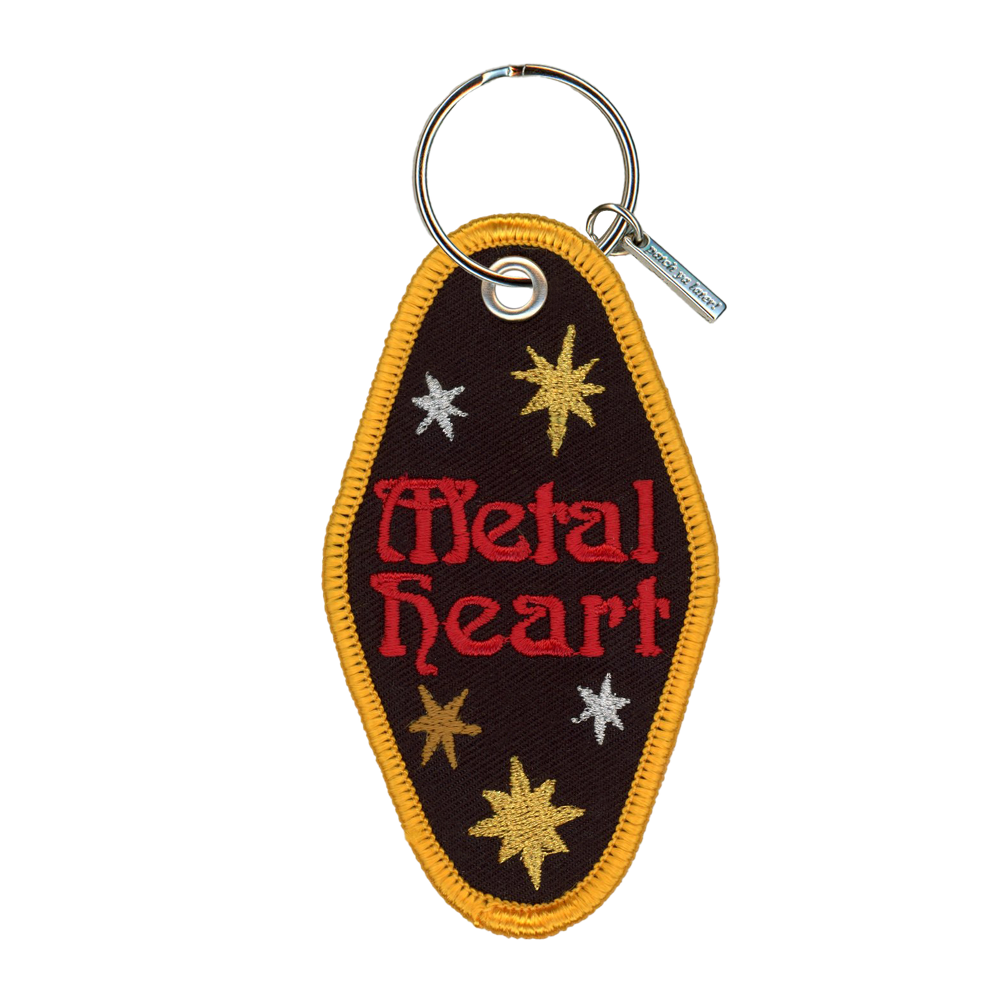 Metal Heart Embroidered Keychain