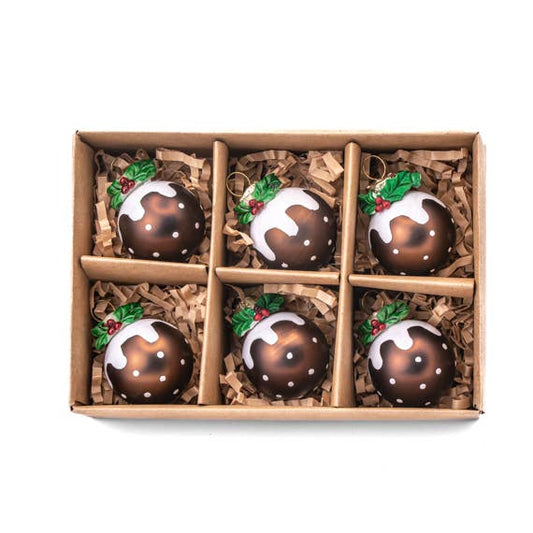 Mini Christmas Pudding Baubles - Set of 6
