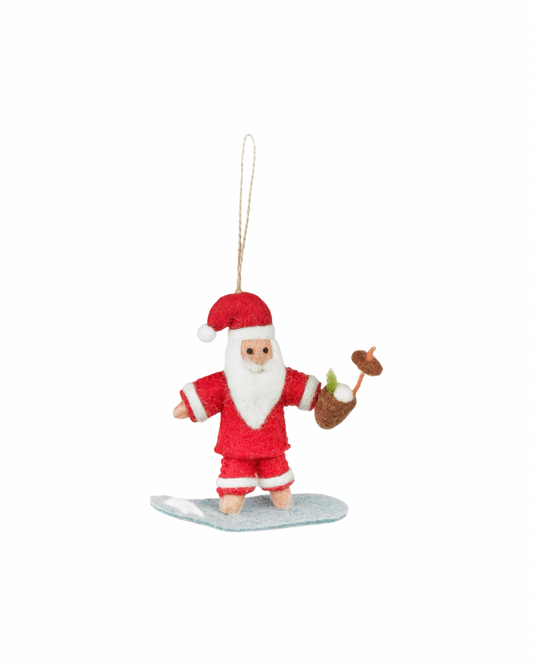 Surfing Santa Felt Decoration