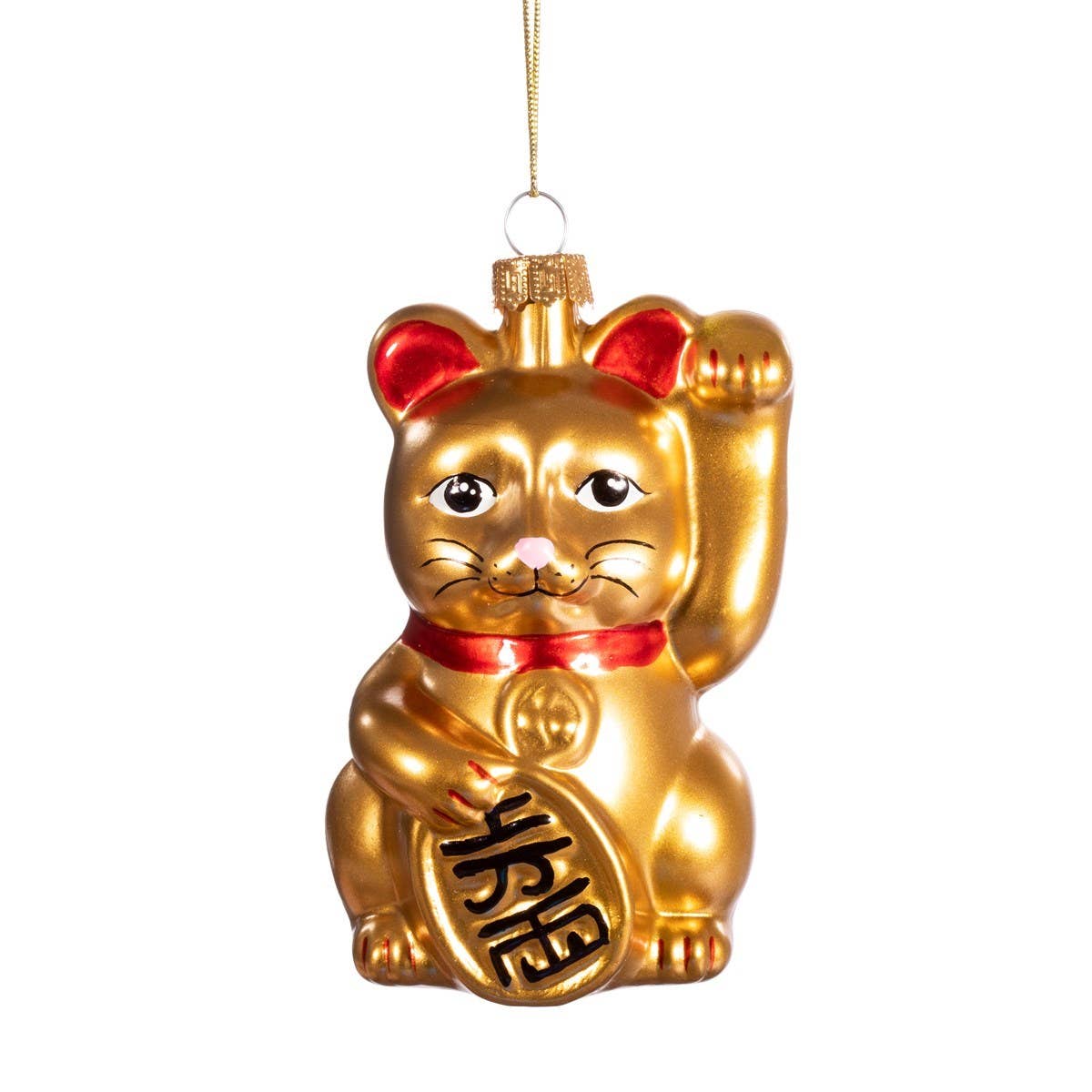 Gold Lucky Cat Shaped Bauble