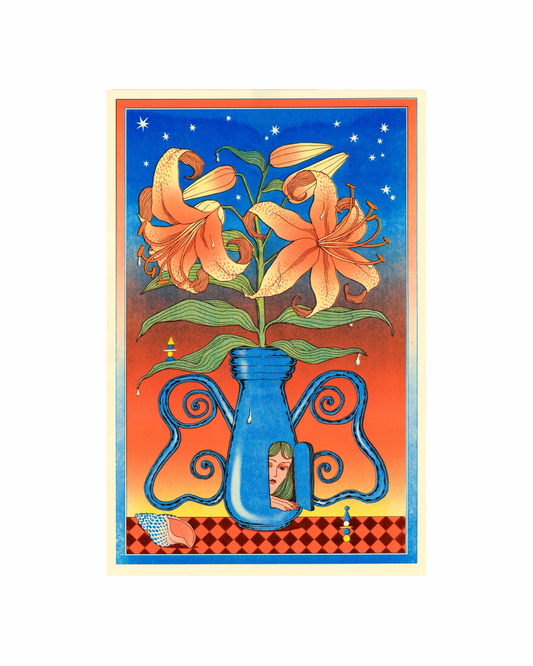 Dawn Flowers Riso Print by Anna Degnbol