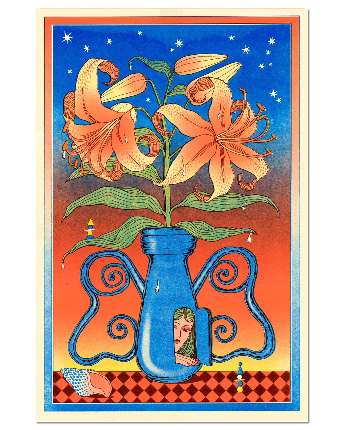 Dawn Flowers Riso Print by Anna Degnbol