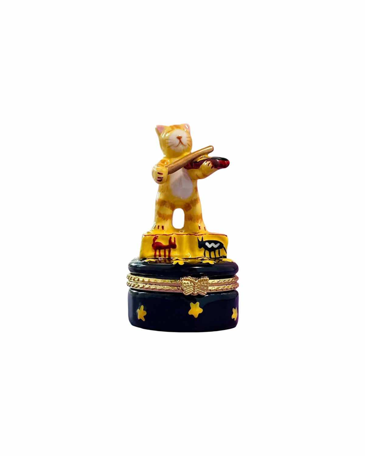 Cat Playing Fiddle Trinket Box