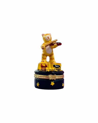 Cat Playing Fiddle Trinket Box