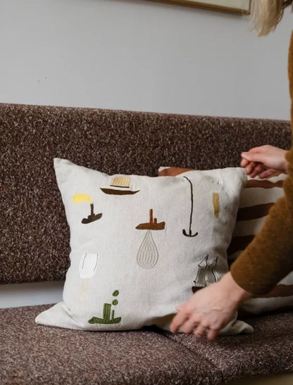 Sail with Me Embroidered Cushion