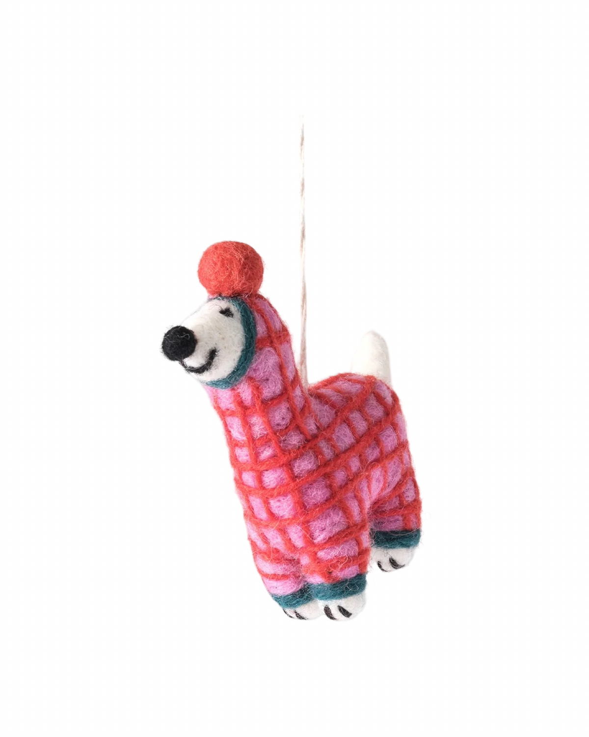Jayla, Dog in a Red Onesie Felt Decoration