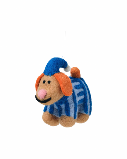 Snoozy Dog in Pyjamas Felt Decoration