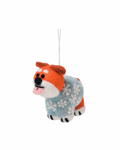 Suki, Dog in Snowflake Jumper Felt Decoration