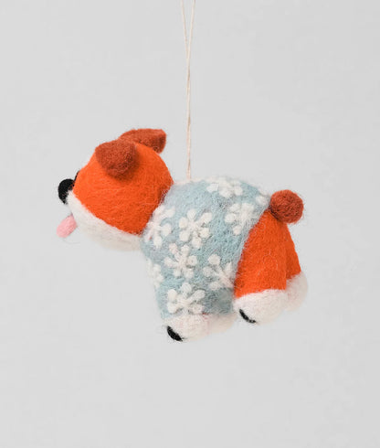 Suki, Dog in Snowflake Jumper Felt Decoration