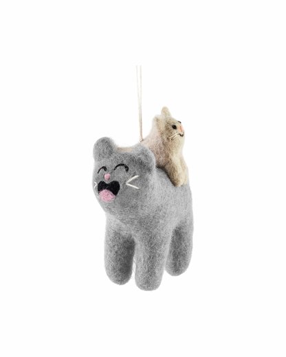 Pabs, Cat with a Cat on His Back Felt Decoration
