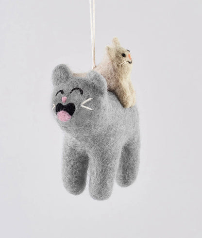 Pabs, Cat with a Cat on His Back Felt Decoration