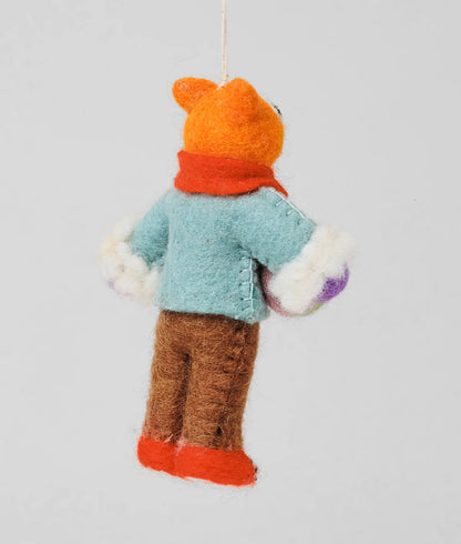 Cat with Present Felt Decoration
