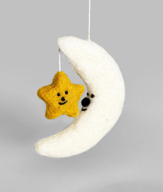 Moon & Star Felt Decoration