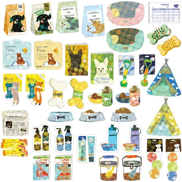 Mini Dog Supplies Sticker Box