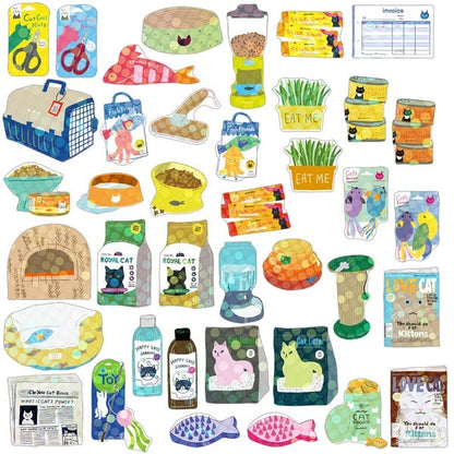 Mini Cat Supplies Sticker Box