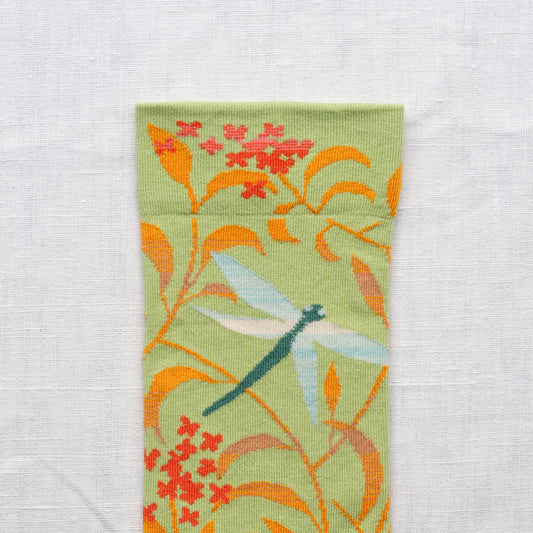Lime Dragonfly Socks