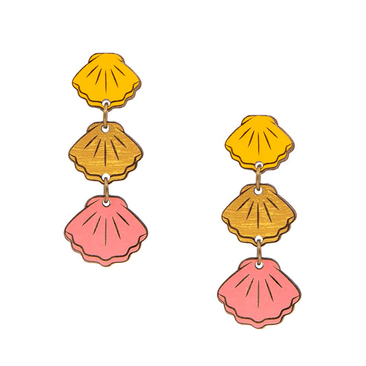 Golden Beach Seashells Stud Earrings