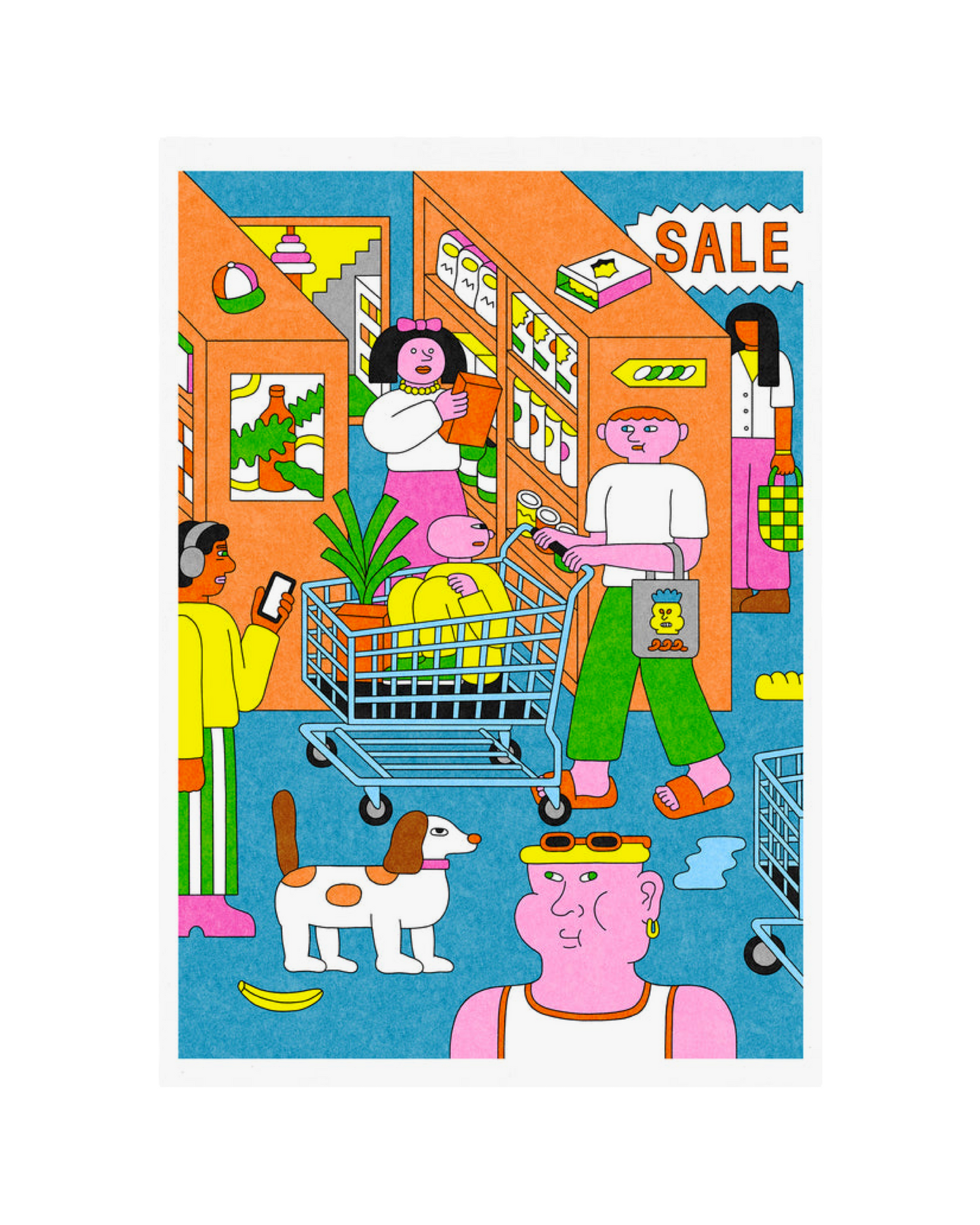 Grocery People A3 Print
