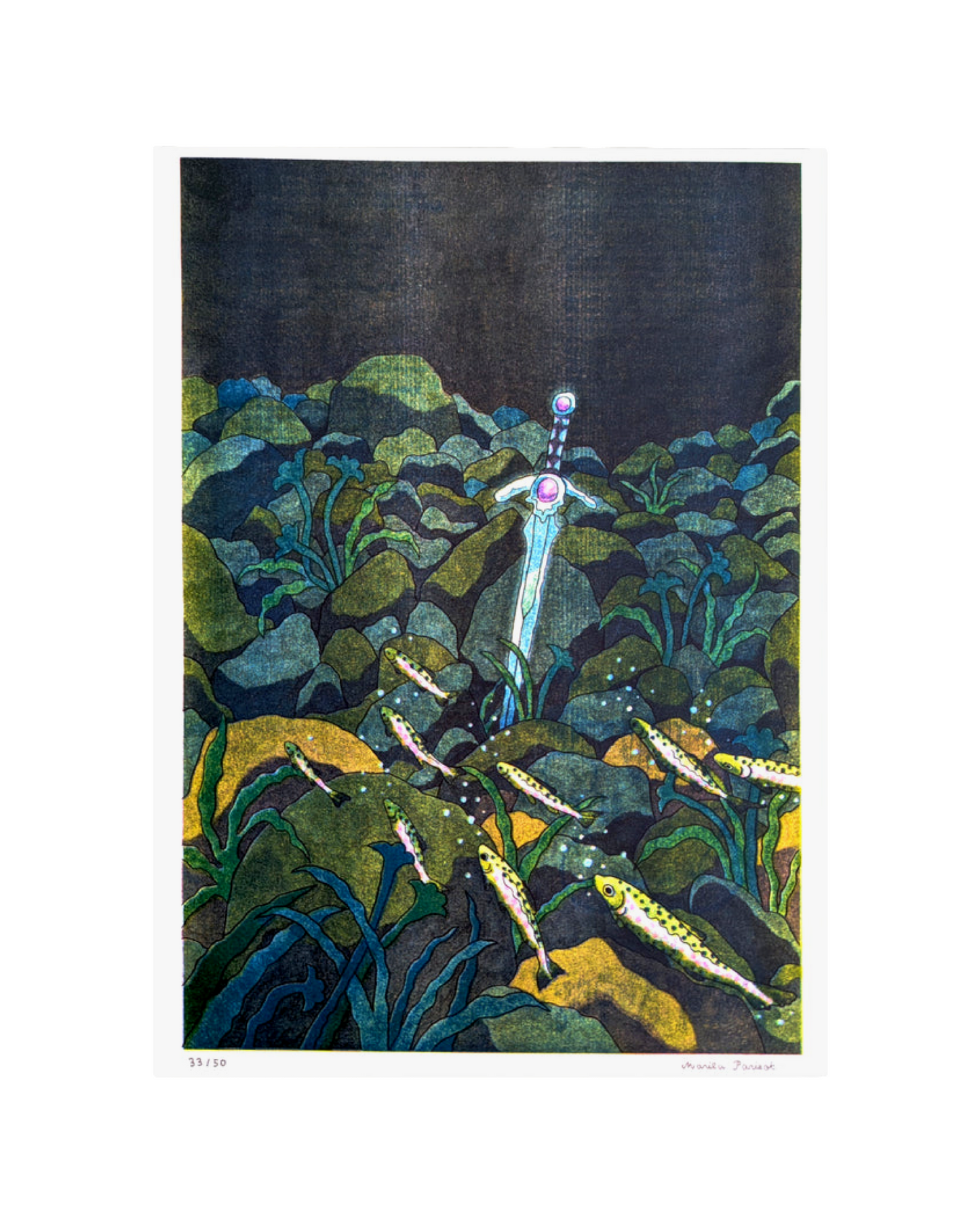 Rainbow Trout & Lost Sword A3 Print