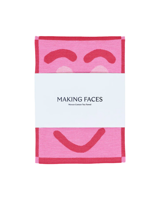 Pink Making Faces Tea Towel