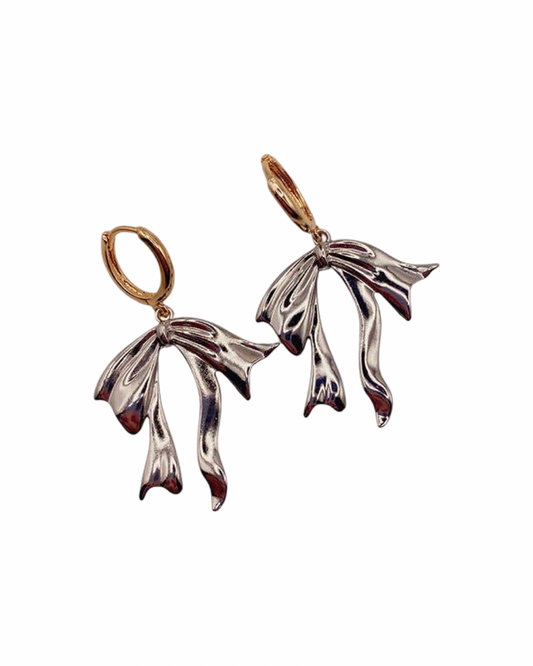 Ribbon Mini Charm Hoop Earrings