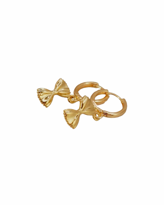 Farfalle Pasta Bow Charm Mini Hoops