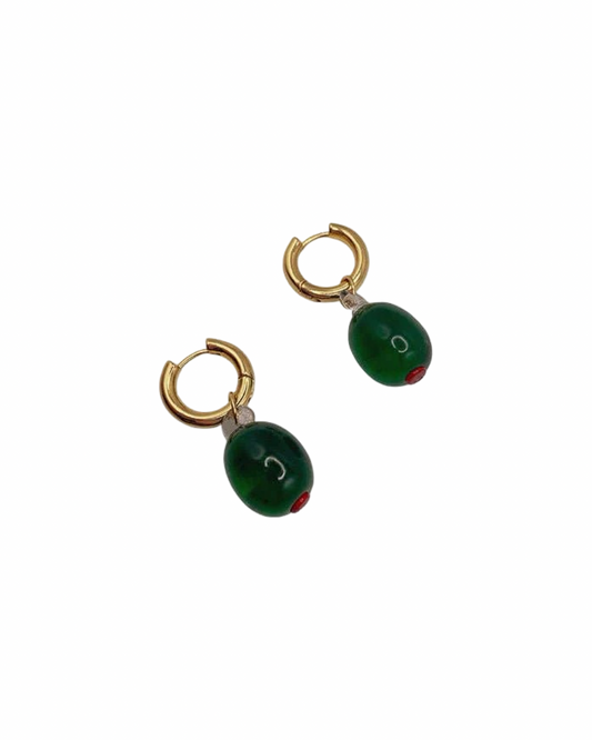 Olive Charm Hoop Earrings