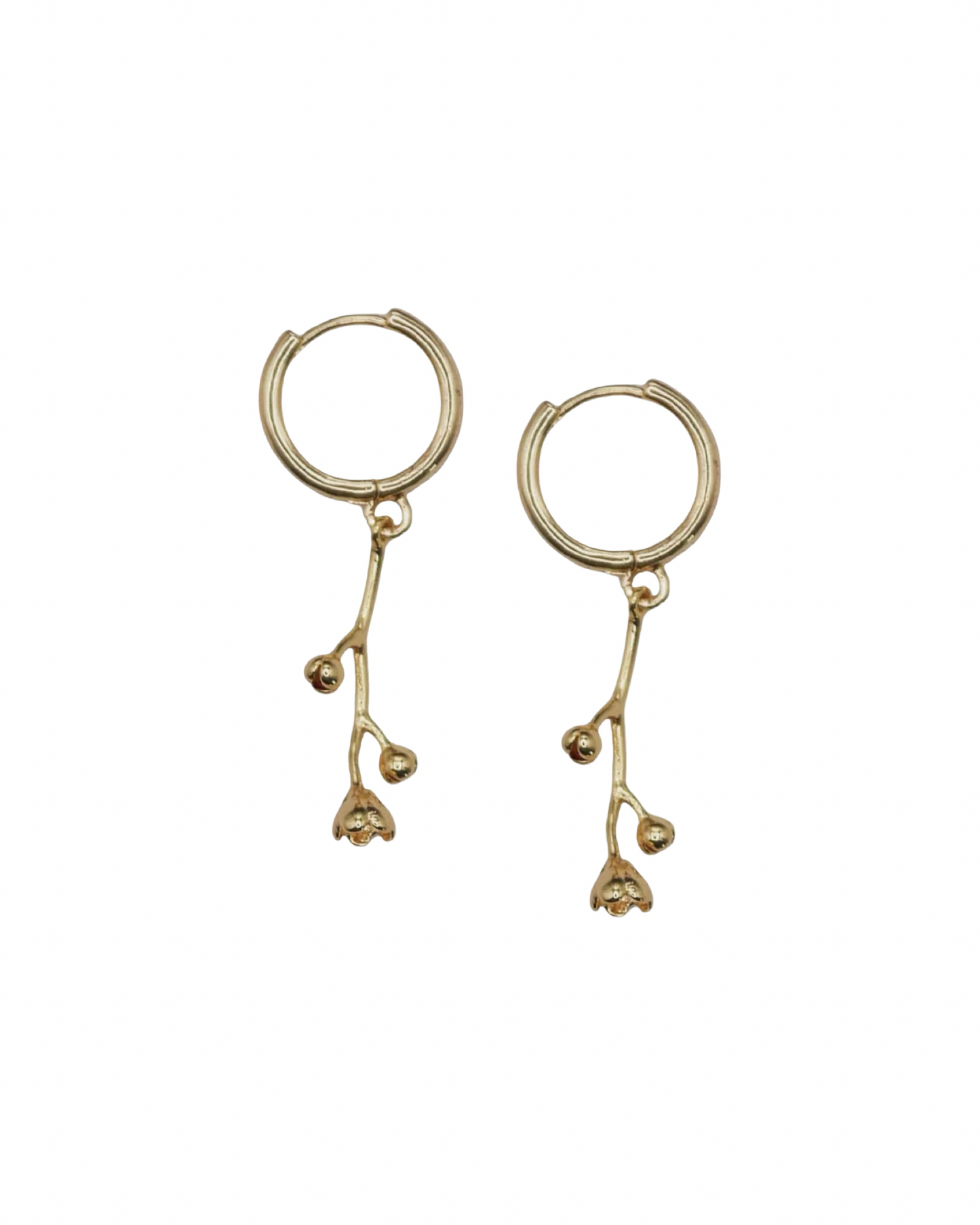 Flower Stem Charm Huggie Hoops