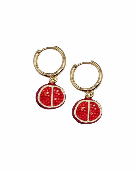 Pomegranate Charm Huggie Hoops