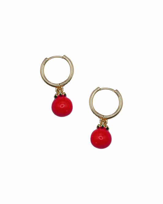 Apple Charm Huggie Hoops