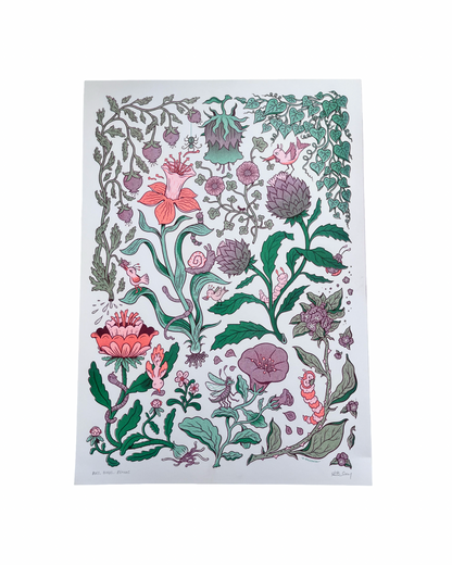 Bugs, Birds, Blooms A3 Riso Print