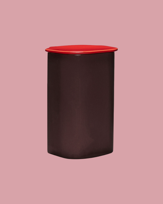 Amare Canister with Lid - Burgundy/Red